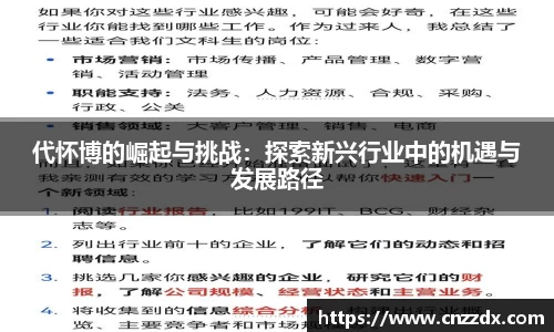 代怀博的崛起与挑战：探索新兴行业中的机遇与发展路径